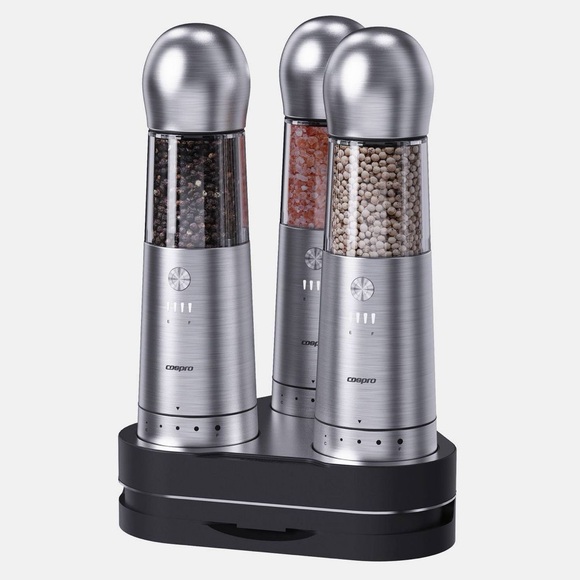 Cospro Electric Salt and Pepper Grinder Set - Silver - Picture 2 of 4